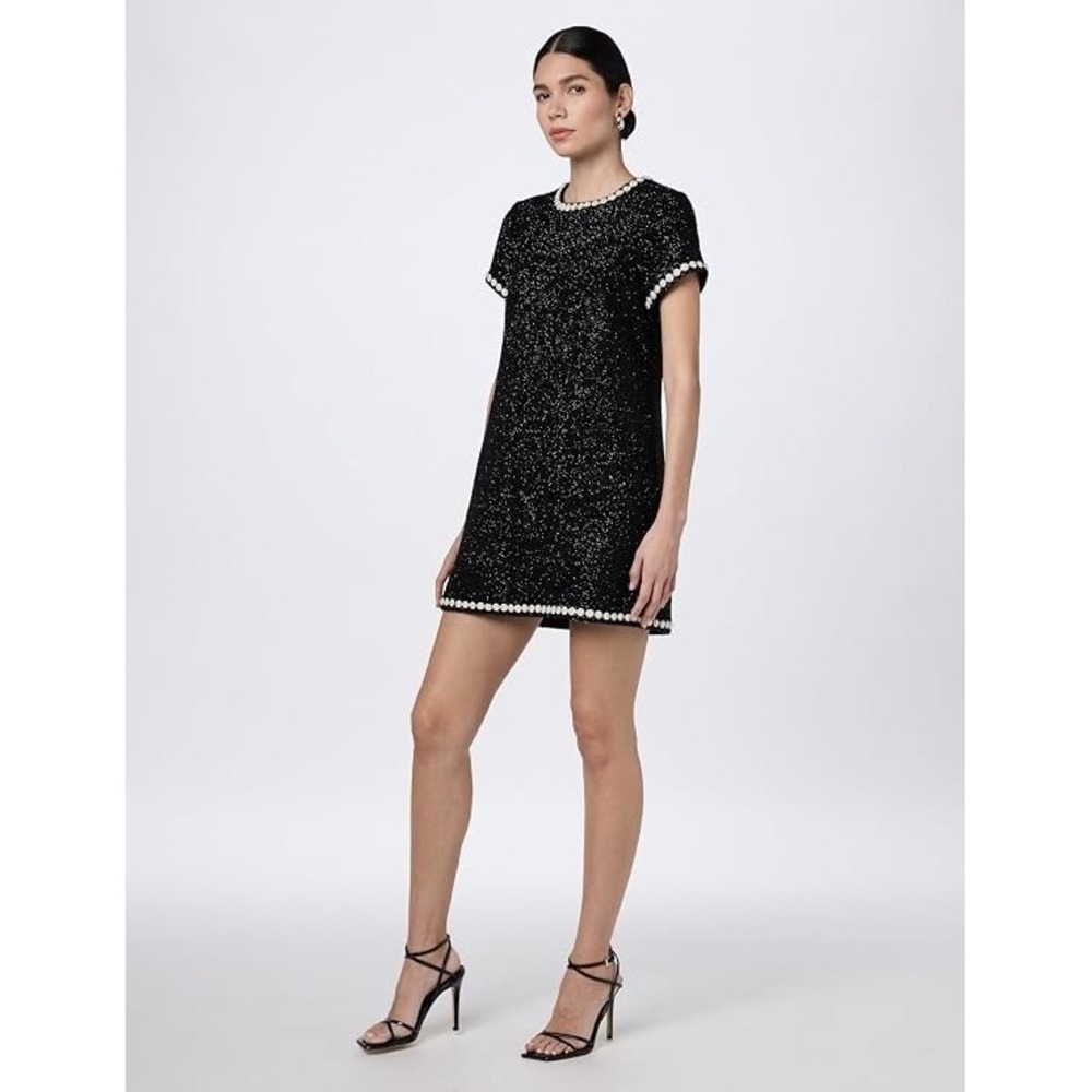 Likely Scottie Embellished Mini Shift Dress Size 8 Black
